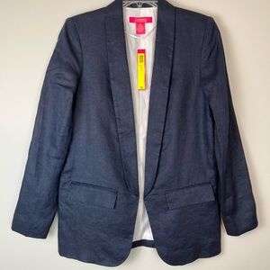 NWT Catherine Catherine Malandrino Navy Linen Blazer Size 2